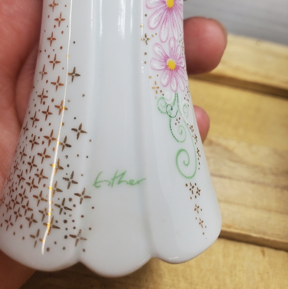 Eme Porcelain Floral Candle Holders Spain Signed Set of 2 - Picture 4 of 8